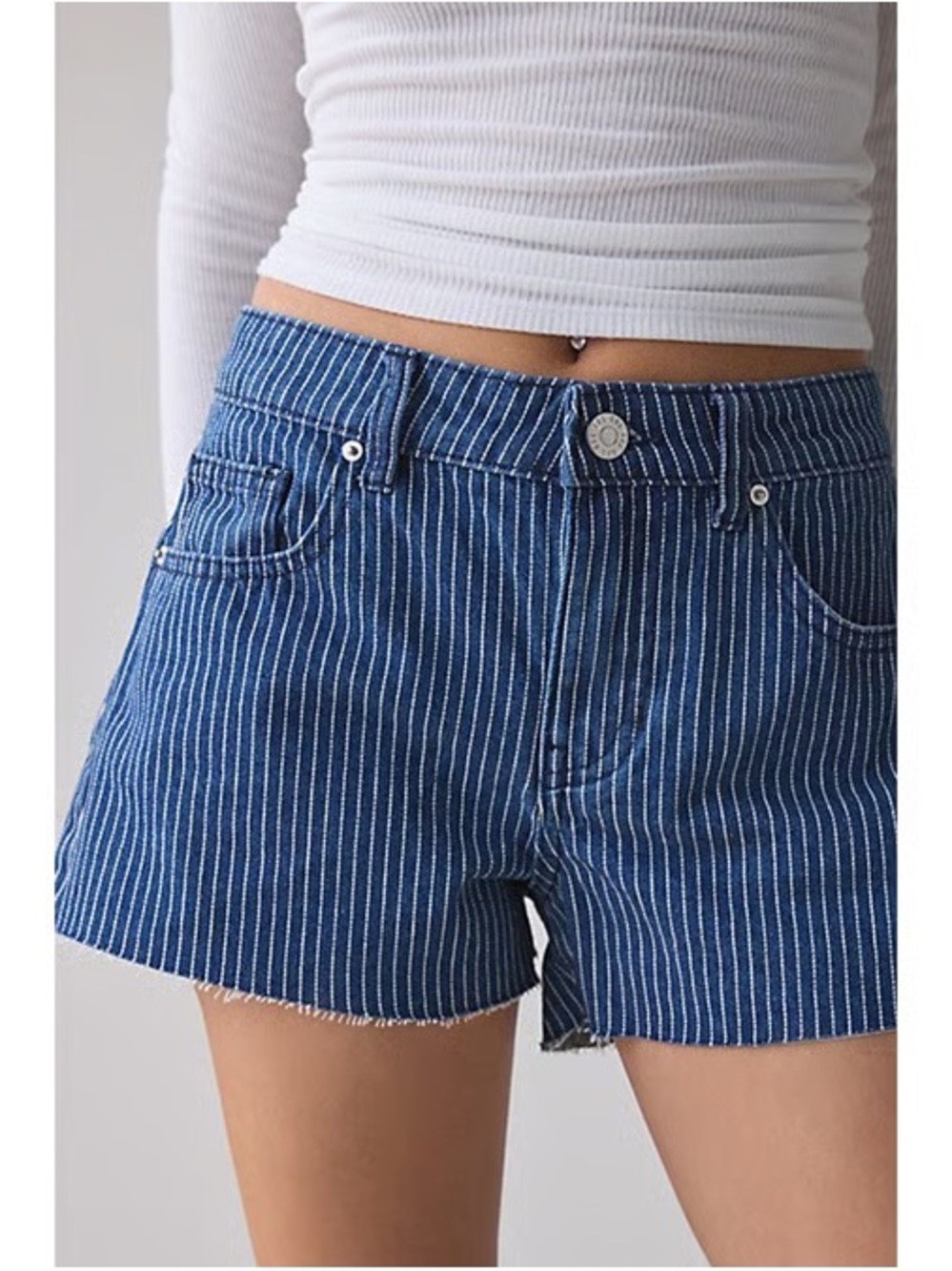 BDG Blue Pinstripe Denim Shorts